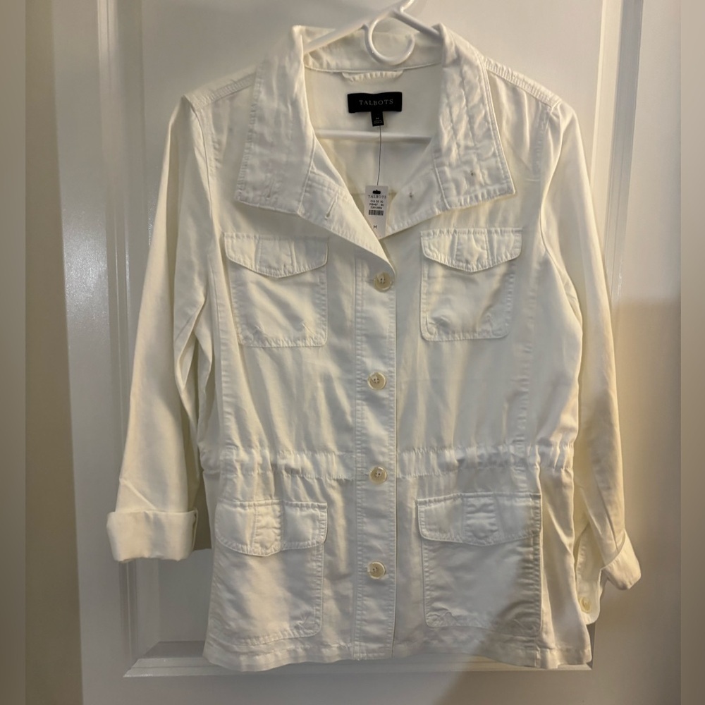 Talbots White Utility Jacket Sz Med NWT